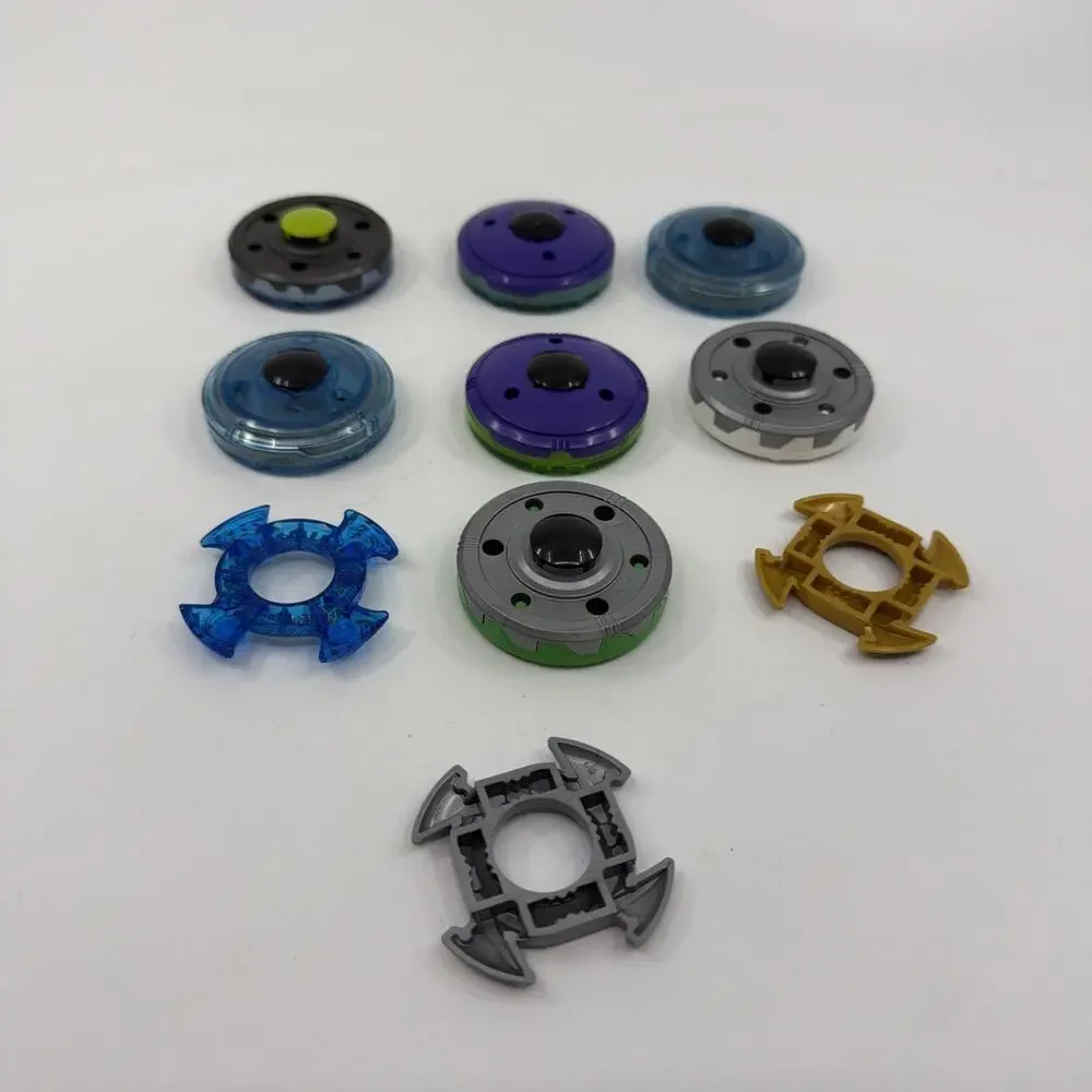 Lot of 7 LEGO Ninjago Spinners w/ 3 Character Toppers Spinjitzu Accessories